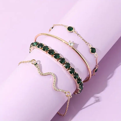 Conjunto de 4 pulseras "Serpiente de Esmeralda"