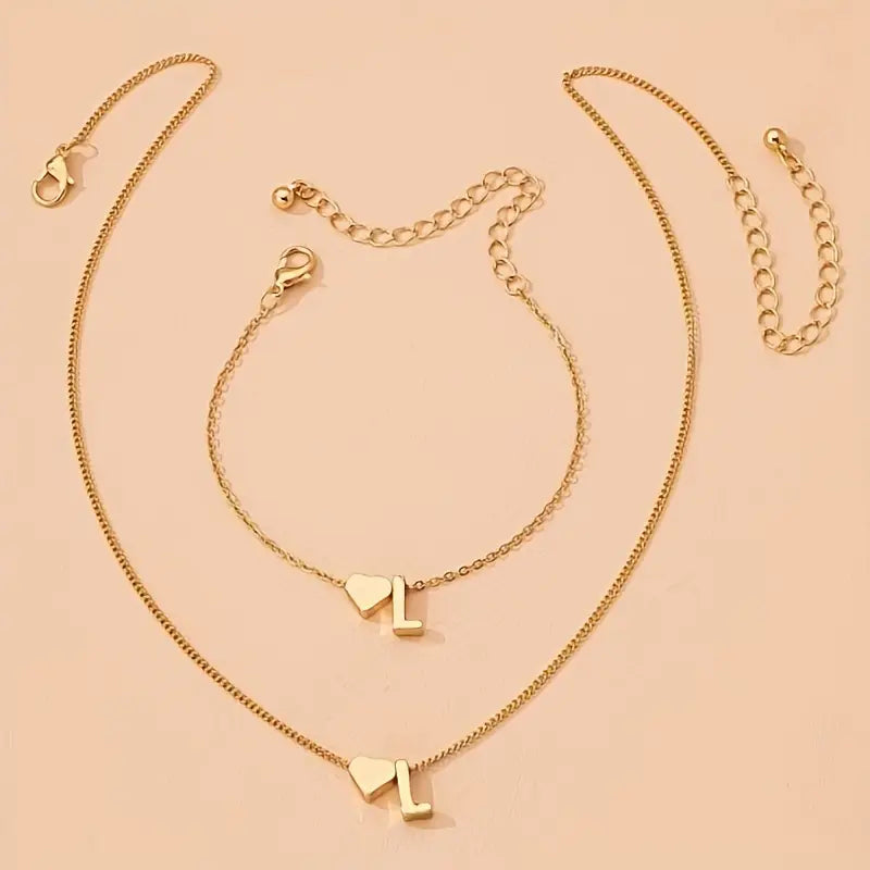 Conjunto de Collar y Pulsera "Inicial Eterna" - OFERTA 2x1