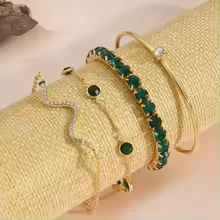 Conjunto de 4 pulseras "Serpiente de Esmeralda"